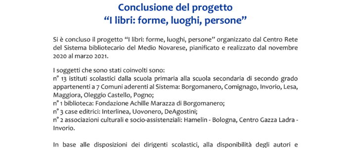 Chiusura progetto “I libri: forme, luoghi, persone”