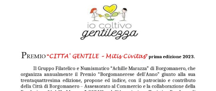 PREMIO “CITTA’ GENTILE – Mitis Civitas” prima edizione 2023.